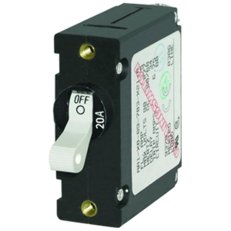 Blue Sea Systems A-Series Toggle Single Pole Circuit Breakers White 20a