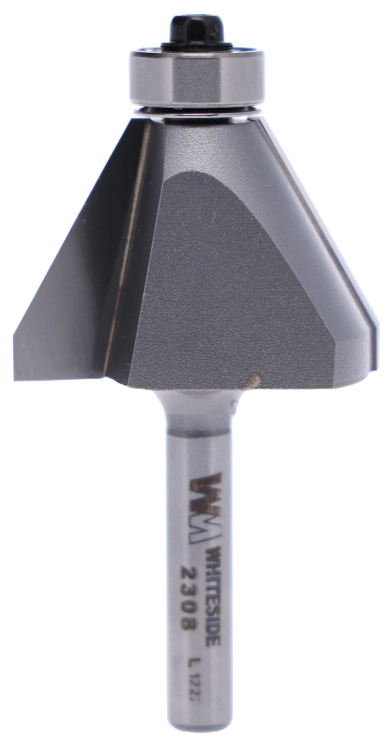 Whiteside 2308 Edge Bevel Router Bit: 30 Degree Angle, 7/8 Inch Cutting Length, 3/4 Inch Cutting Height, 1/4 Inch Shank, 1-3/8 Inch Large Diameter