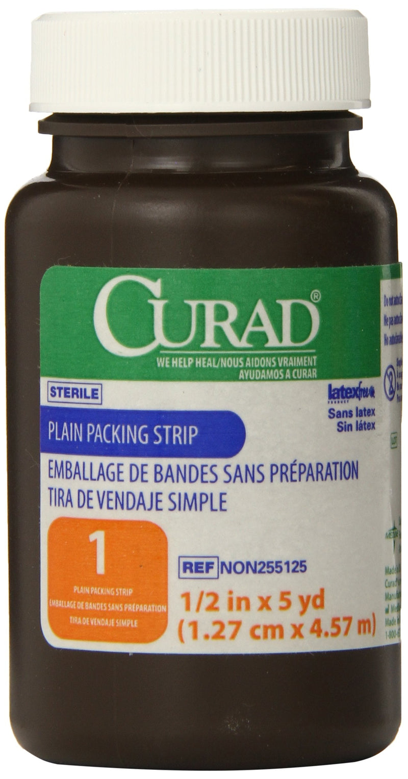 Medline Gauze Packing Stri P Plain Sterile, 1/2 Inch x 5yd 1 Count (Pack of 1)
