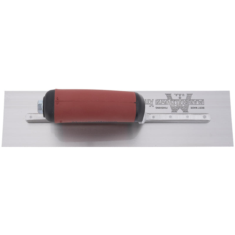 Marshalltown Finishing Trowel, 12 by 3 Inch, Perfect for Spackling, Sheetrock, Stucco, Concrete, EIFS and More, DuraSoft Curved Handle, High Carbon Steel Blade, Xtralite Mounting, MXS56D 12 Inch by 3 Inch