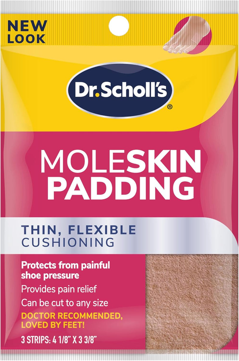 Dr. Scholl's Moleskin Plus 4 5/8-Inch X 3 3/8 Inch Padding, 3 Count Package