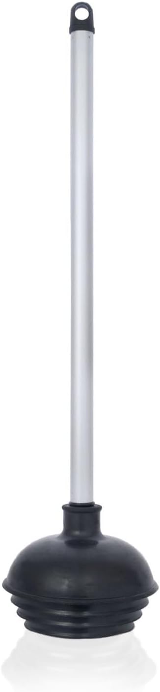 NEIKO 60166A Toilet Plunger with Patented All-Angle Design, Heavy-Duty Toilet Bowl Plunger with Aluminum Handle, Bathroom Necessity , Black, 1-Pack 1 Pack
