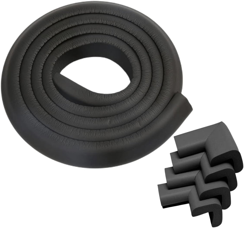 KidKusion Safety Corner Cushion; 4 Pack Black; Child Proofing Corner Guard; Made in USA; Child Safety, Home Furniture Safety Bumper, Baby Proof Table Protector