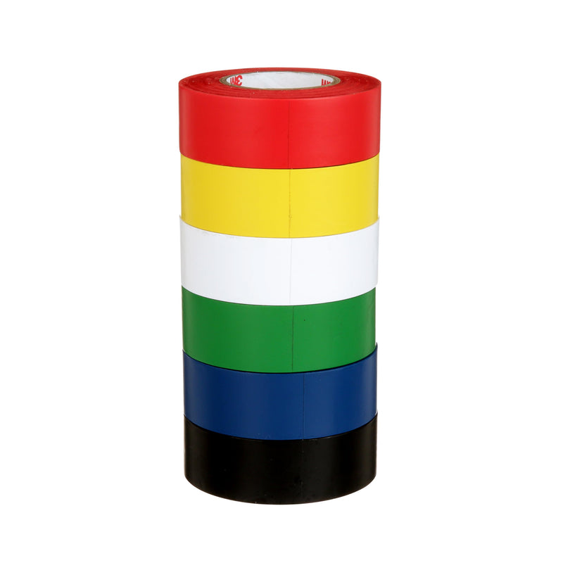 3M General Purpose Vinyl Tape 764, Color Coding Pack, 6 Roll per Pack Multicolor 6 Pack