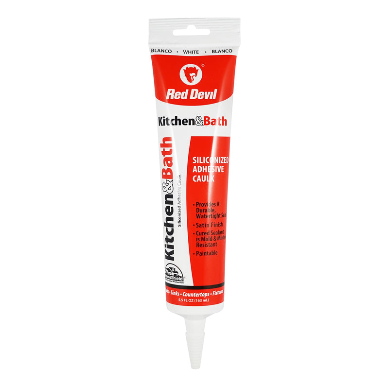 Red Devil 0405 Duraguard Kitchen & Bath Siliconized Acrylic Caulk, 5.5 oz, White 5.5 oz. 1 - Pack