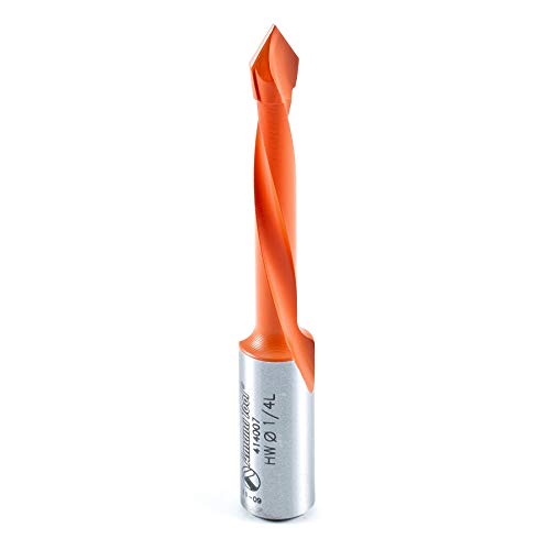 Amana Tool - 414007 Carbide Tipped Through-Hole Boring Bit L/H 1/4 Dia x 70mm Long x 10mm Through-Hole Boring Bit L/H 2