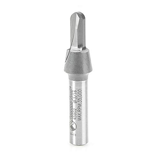 Amana Tool - 45902 Solid Carbide (Brazed To Steel Shank) Core Box 3/32 Radius x 3/16 Dia x