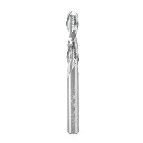 Amana Tool - 46376 Solid Carbide Up-Cut Ball Nose Spiral 1/4 Dia x 1" 4 Shank Rout
