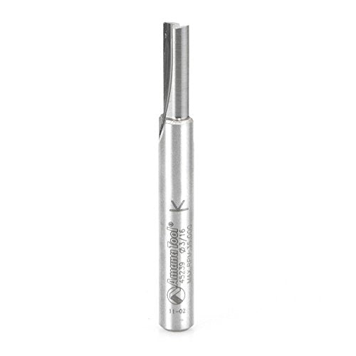 Amana Tool - 45239 Solid Carbide Cutting Edge Straight Plunge CNC Router Bit for Wood High Production 3/16 Dia x 5/8 x ¼ Inch Shank