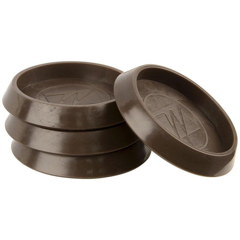 SoftTouch 1 11/16" Round Furniture Caster Cups for Carpet or Durable Hard Floors, Brown, 4 Count