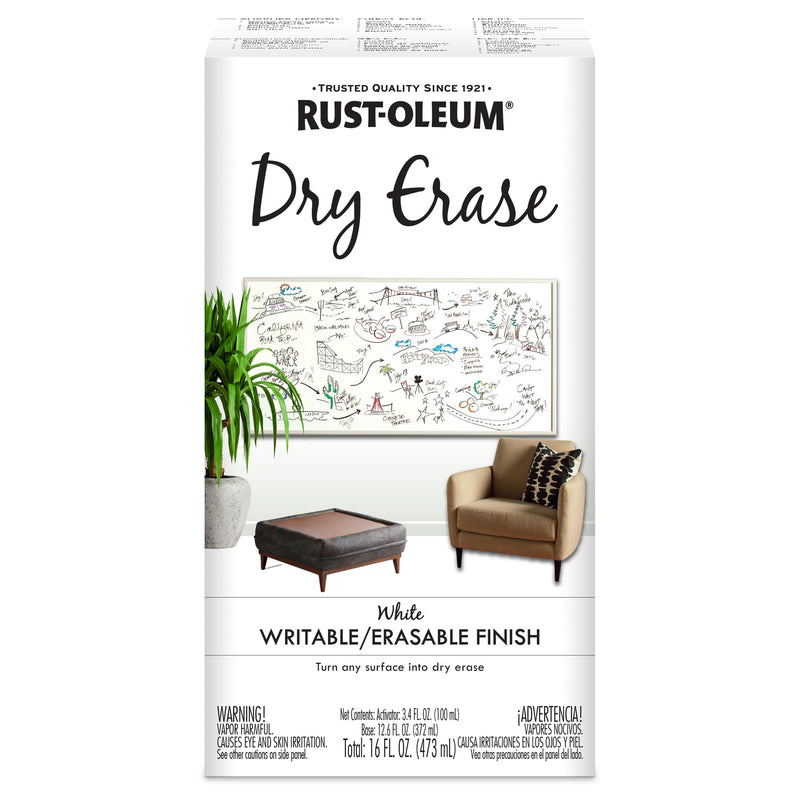 Rust-Oleum Dry Erase White Brush-On Paint Kit 16 Fl Oz (Pack of 1)