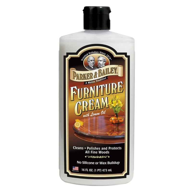 PARKER & BAILEY FURNITURE CREAM - Multisurface Wood Cleaner And Polish Furniture Quick Shine Restorer Protector Kitchen Cabinets Surface Cleaner House Cleaning Supplies Home Improvement, 16oz 16 Fl Oz (Pack of 1)