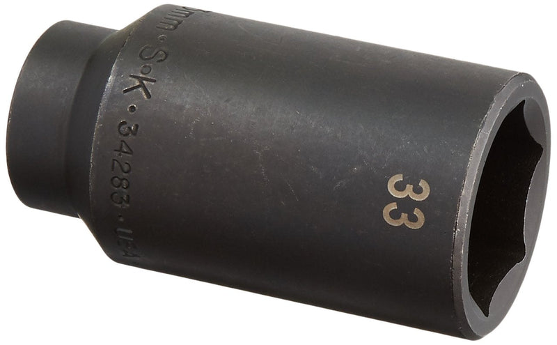 SK Tools USA 1/2" Drive, 33MM, 6 Point, Deep Impact Socket | 34283