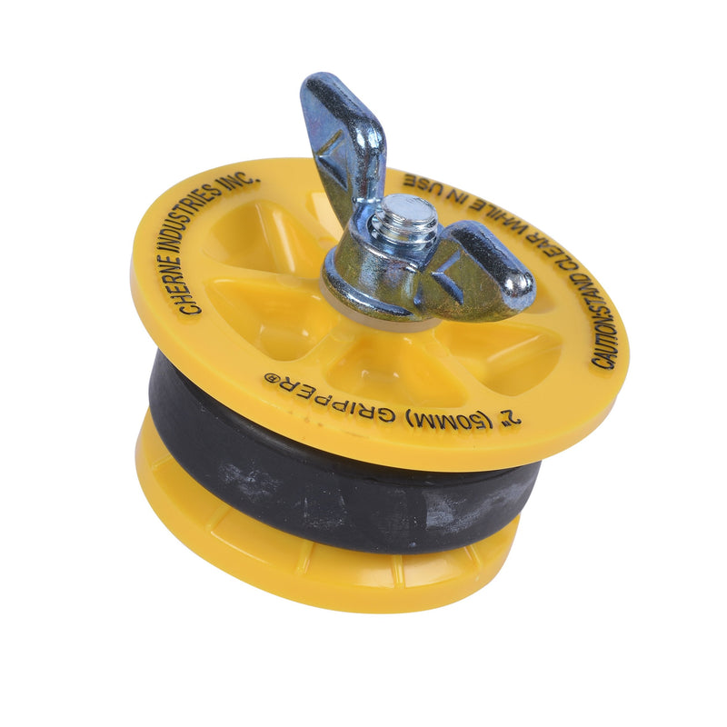 Cherne 270229 End-Of-Pipe Gripper Mechanical Test Plug, 2", Yellow 1 Count (Pack of 1)
