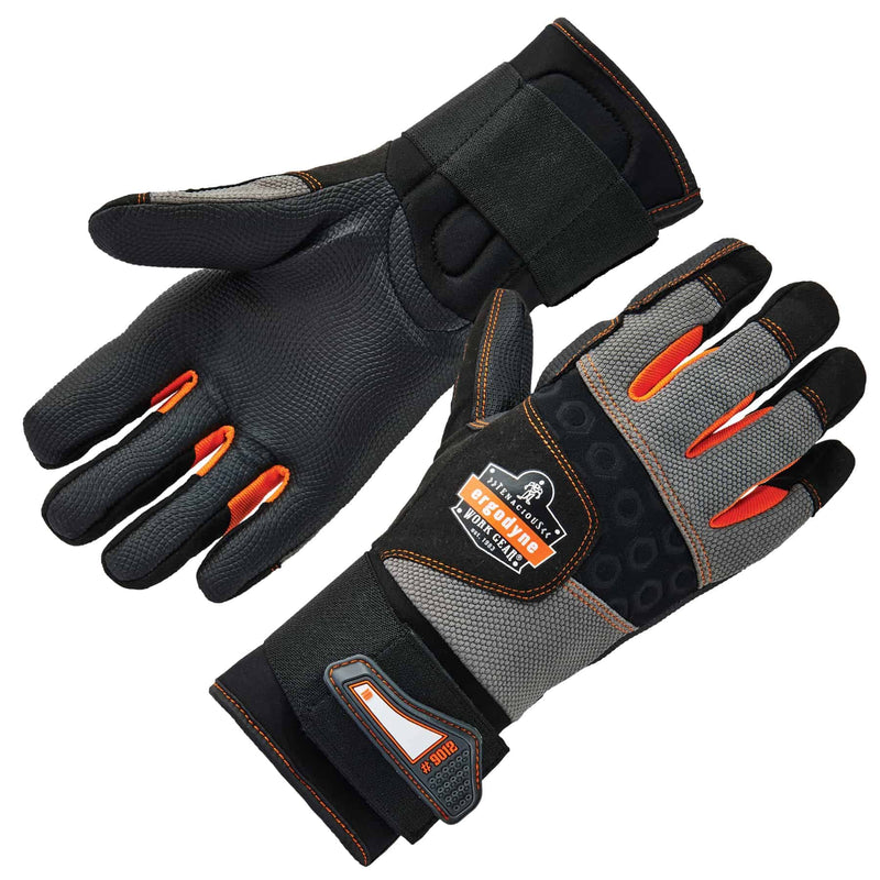 Ergodyne ProFlex 9012 Anti-Vibration Work Gloves, ANSI/ISO Certified, Full Fingered, Wrist Support, Black Small (Pack of 1)