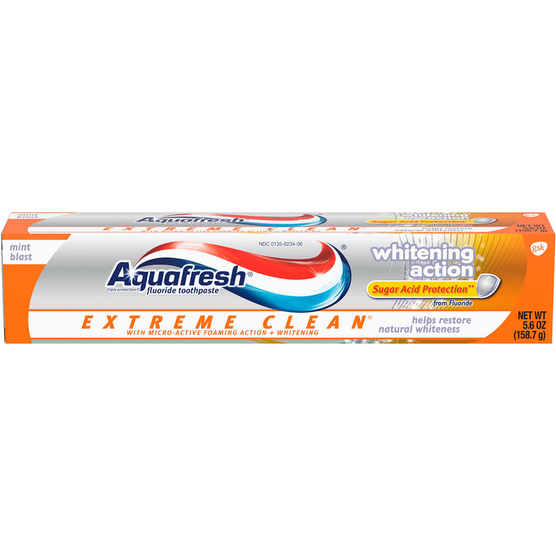 Aquafresh Extreme Clean Whitening Action Fluoride Toothpaste for Cavity Protection, 5.6 Ounce Mint Blast 5.6 Ounce (Pack of 1)