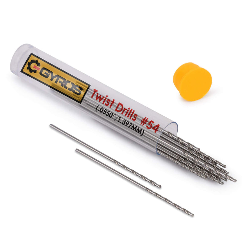 GYROS 12 PCS #54 Micro Drill Bit Set – Small Drill Bits for Jewelry, Plastic, Resin, & Soft Metal – Carbon Steel Wire Gauge Mini Twist Drill Bit Set for Pin Vise Hand Drill & Rotary Tool #54 (.0550”/1.397MM)