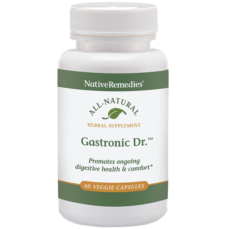 Native Remedies Gastronic Dr. - All Natural Herbal Supplement for Healthy Digestion and Comfort After Meals - Promotes a Healthy Stomach Lining and Balanced Stomach Acid Levels - 60 Veggie Caps Gastronic Dr. Veggie Cap 1pk - PawsPlanet Australia