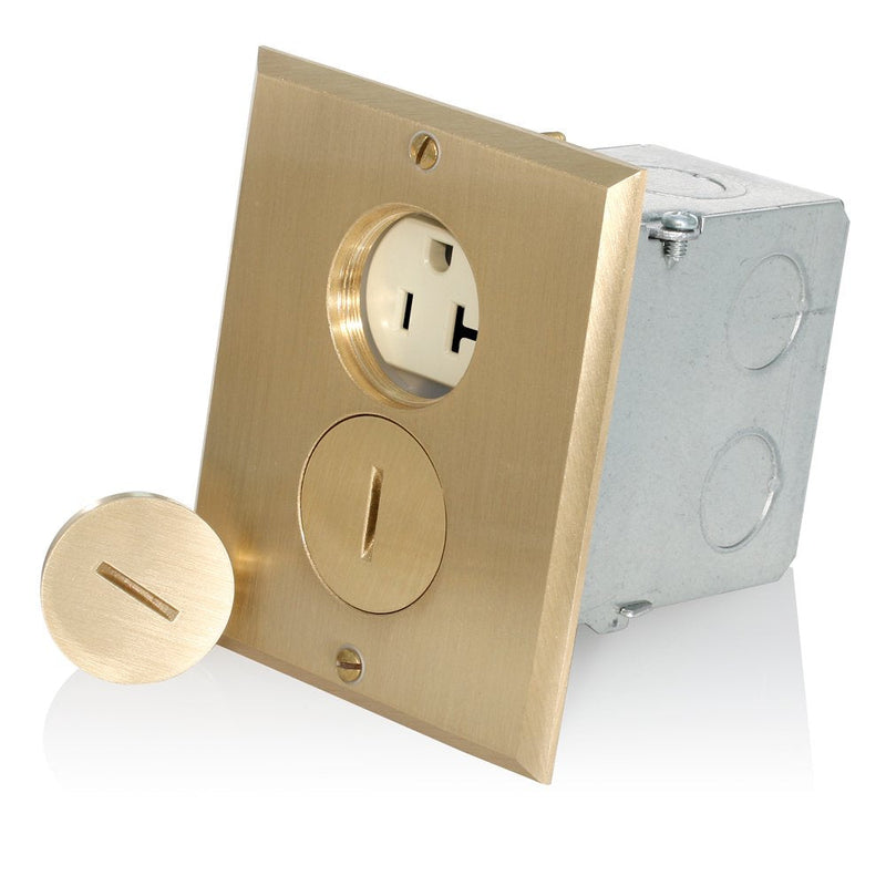 Leviton 20-Amp, 125-Volt, Floor Mounting Duplex Receptacle, Straight Blade, Commercial Grade, Self Grounding, 25349-FBA, Ivory