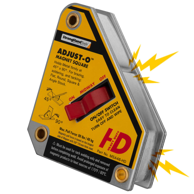 Strong Hand Tools MSA46-HD Adjust-O Heavy Duty Magnet Square, On/Off Switches, 65 lbs Pull Force, 4-3/8" Length, 3-3/4" Width, 1-1/8" Height