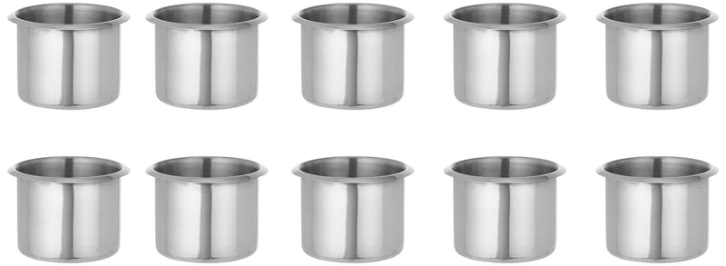 10 Regular Silver Drop-in Cup Holders for Poker and Card Tables- 2.3 in Tall x 3.18 in Wide, for Beer & Water Bottles, Cans Small (Pack of 10)