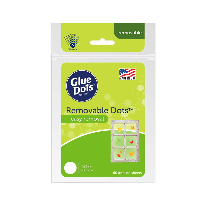 Glue Dots, Removable Dots, Double-Sided, 1/2", .5 Inch, 60 Dots, DIY Craft Glue Tape, Sticky Adhesive Glue Points, Liquid Glue Alternative, Clear 1 Pack Removable Dots Sheets
