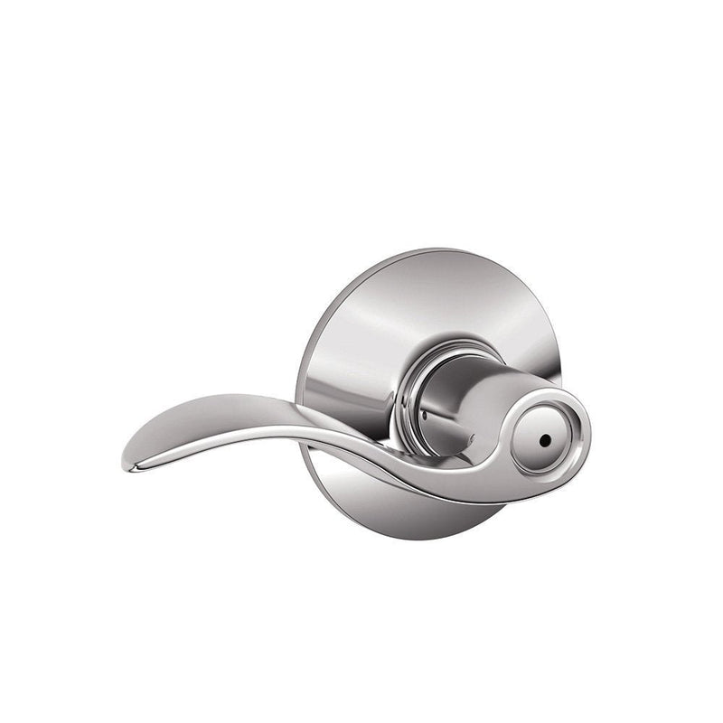 Schlage F40 ACC 625 Accent Door Lever, Bed & Bath Privacy Lock, Bright Chrome