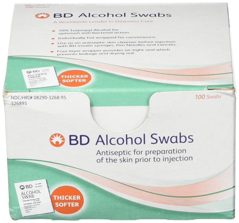 BD Alcohol Swabs 100 Each White 100 Count (Pack of 1)
