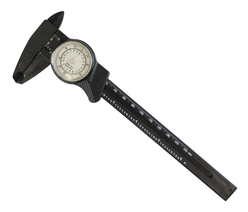 PRECISE 6" - 150mm | Non-Rust, Non-Magnetic Plastic Dial Vernier Caliper | Textured Thumb Wheel | With Depth Probe | Dual SAE & Metric Scale | Designed For Precise Measurements For Multi-Purpose Tasks