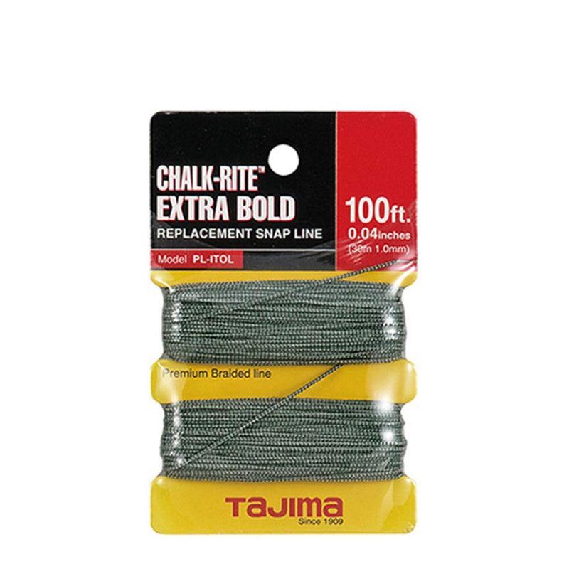 TAJIMA Replacement Snap-Line - 1.0 mm x 100 ft Chalk-Rite Braided String for Extra-Bold & Visible Markings - PL-ITOL Extra-Bold (1mm)
