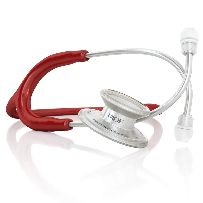 MDF Instruments, MD One Stainless Steel Stethoscope, Adult, Burgandy Tube, Silver Chestpieces-Headset, MDF77717