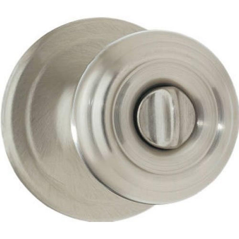 Kwikset Cameron Interior Privacy Door Knob with Lock, Door Handle For Bathroom and Bedroom, Satin Nickel Keyless Turn Lock Doorknob, with Microban Protection (Pack of 1)