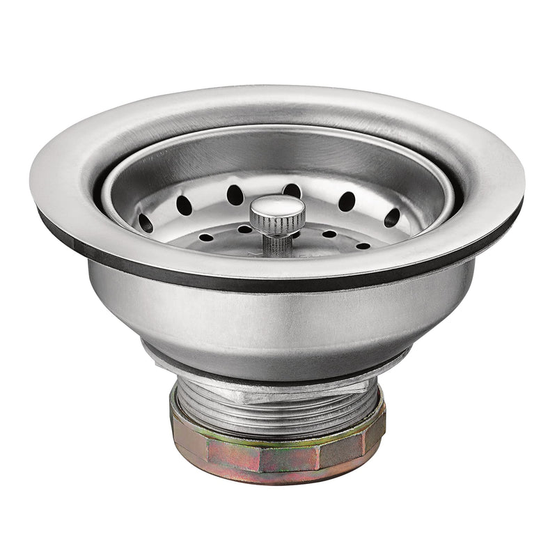 Moen Kitchen Sink Stainless Steel Basket Strainer with Drain Assembly, 3-1/2 Inch Sink Drain Stopper Plug, 22036 1 Count (Pack of 1)