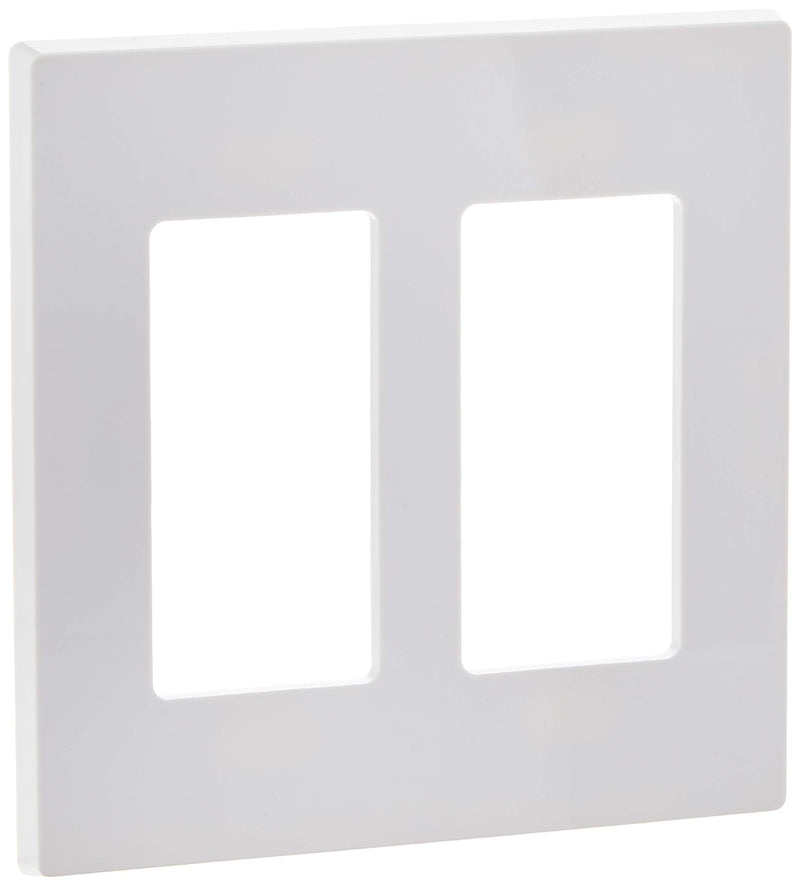 Leviton 2-Gang Decora Plus Screwless Wall Plate, White, 80309-SW