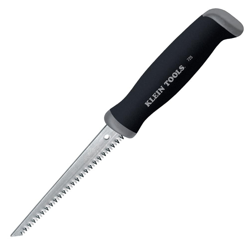 Klein Tools 725 Jab Saw, Triple Ground Teeth, Cuts Drywall, Wallboard, Plywood and Plastic, Hardened Carbon Steel Blade, Beveled Point