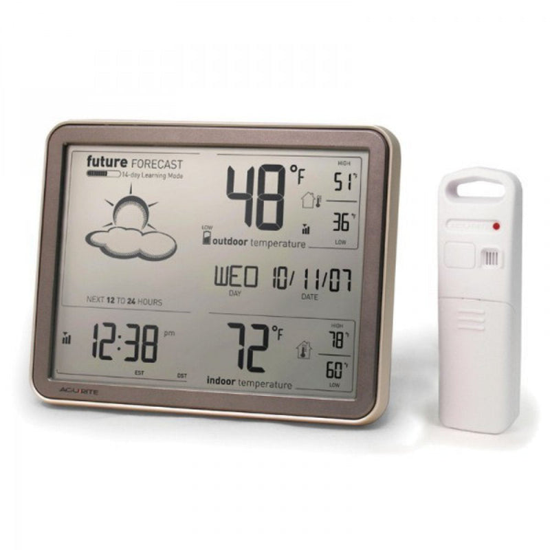 AcuRite 75077A3M Self-Learning Forecast Wireless Weather Station with Large Display and Atomic Clock, Black Grayscale Wireless Display