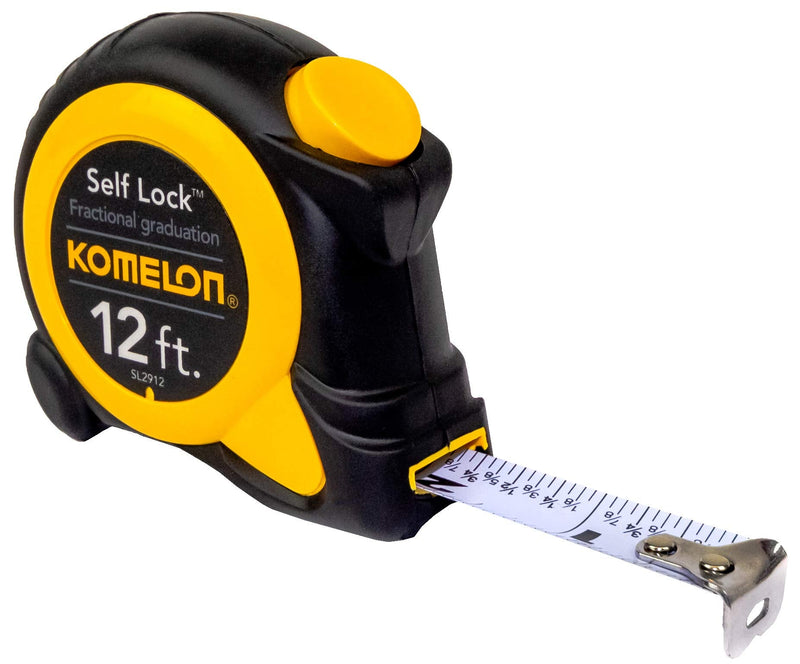 Komelon SL2912; 12' x 5/8" Self-Lock Speed Mark Tape Measure, Yellow, 12ft - Blade 3.7 m