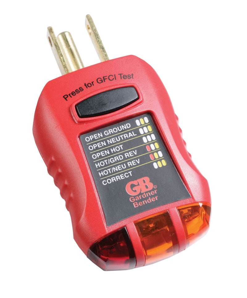 Gardner Bender GFI-3501 Ground Fault Receptacle Tester & Circuit Analyzer, 110-125V AC, for GFCI / Standard / Extension Cords & More, 7 Visual LED Tests , Red Ground Fault Receptacle Tester & Circuit Analyzer (GFIC)