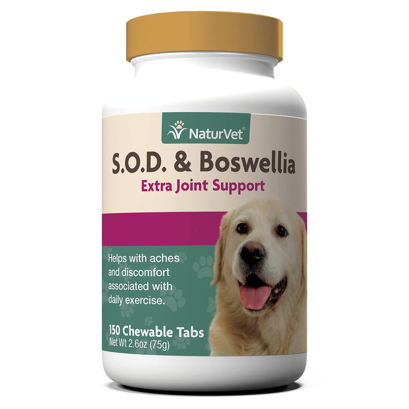 NaturVet S.O.D. & Boswellia Extra Joint Support Dog Supplement – Dog Hip Supplement – Helps Alleviate Aches, Pain – For Dog Flexibility, Healthy Joint Function – 150 Ct. Chewable Tablets