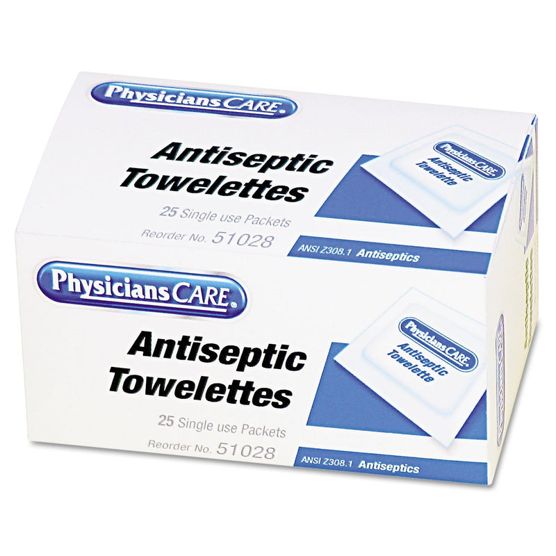 PhysiciansCare First Aid Antiseptic Towelettes, Box of 25 Individually Wrapped - NewNest Australia