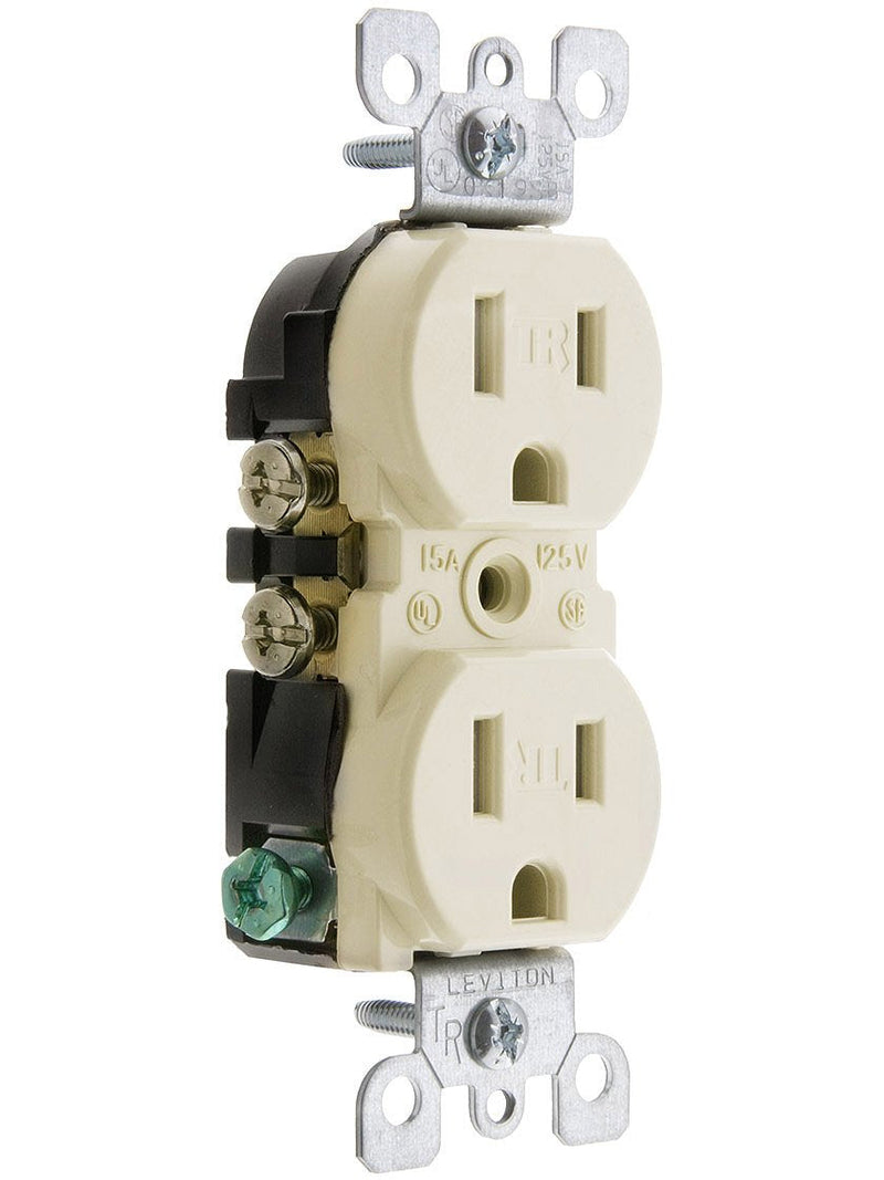 Leviton T5320-T 15 Amp, 125 Volt, Tamper Resistant, Duplex Receptacle, Residential Grade, Grounding, Light Almond 1 Pack