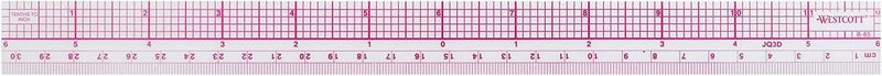 Westcott 10ths/Metric Beveled Ruler, 12-Inch/30cm (B-65), Clear 1 Count (Pack of 1)