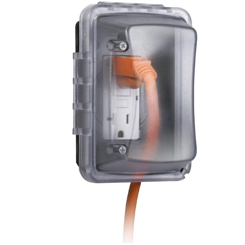 TayMac MM410C Single Horizontal/Vertical Mount 1-Gang Weatherproof In-Use Electrical Outlet Cover for Home Improvement, 2.75 in, Clear Standard