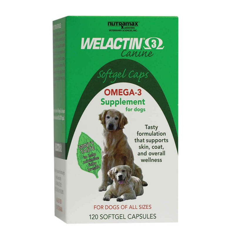 Nutramax Welactin Omega-3 Fish Oil Skin and Coat Health Supplement Liquid for Dogs - 120 Softgels - PawsPlanet Australia