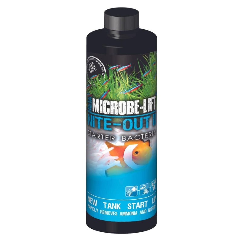 MICROBE-LIFT Nite-Out II Aquarium Bacteria for Start-up, Instantly Cycle Aquariums, Add Fish on Day 1, Rapid Ammonia and Nitrite Reducer for Freshwater & Saltwater Fish Tank, 8 Ounces (NITEH08)