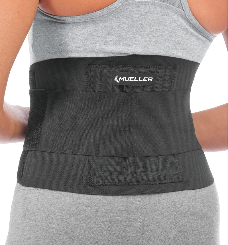 MUELLER Sports Medicine Adjustable Back Brace, Back Pain Relief Support for Men and Women, Ideal for Upper and Lower Back Pain, Sciatica, Scoliosis, Black OSFM