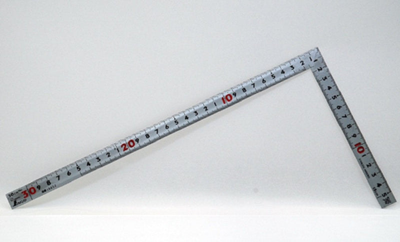 Shinwa Sokutei 10652 Curb Scale, Same Thickness, Square Shape, Masterpiece, Red Numerals, Silver, 11.8 inches (30 cm) 30cm