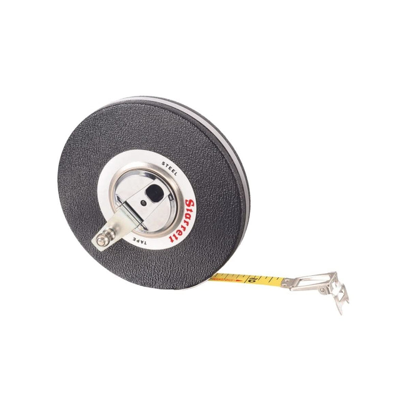 Starrett Closed Reel Long Line Tape with Nylon Rollers, Rewind Mechanism, and Folding Hook Ring - 100' Length, 3/8" Width, 1/8" Graduations, L1 Graduation Style Number - 530-100 30.5 m English