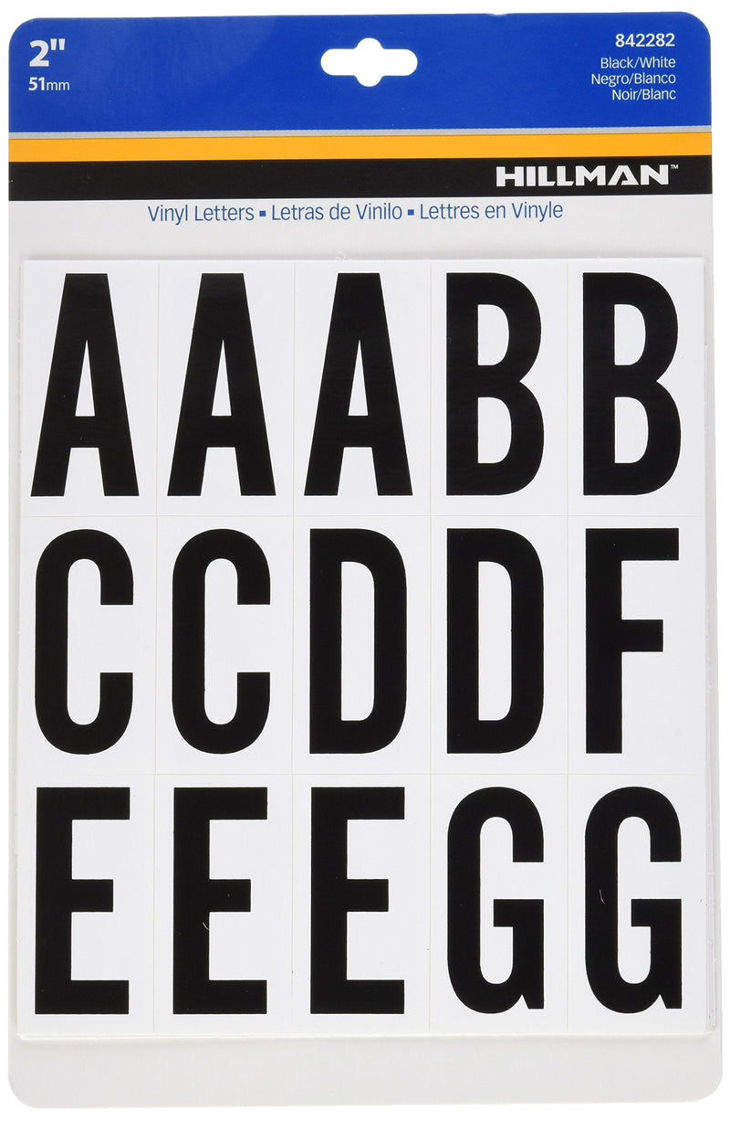 Hillman 842282 Pack Adhesive Letters, 2-Inch, Black/White Letters Kit 2 Inch