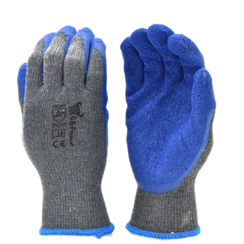 G & F Products - 3100L-DZ-Parent 12 Pairs Large Rubber Latex Double Coated Work Gloves for Construction, gardening gloves, heavy duty Cotton Blend Blue Ocean Blue Large (Pack of 12)